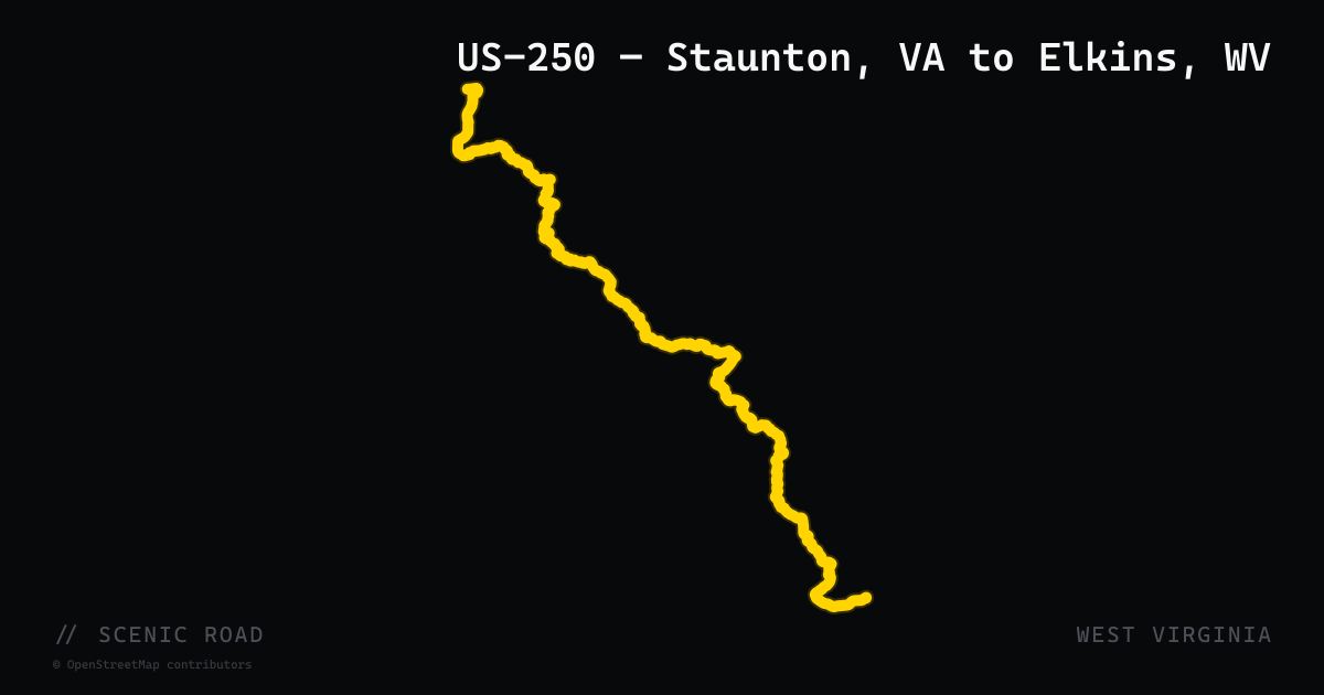 US-250 — Staunton, VA to Elkins, WV